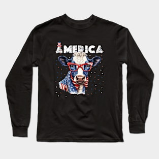 funny  Rainbow American Flag Women Patriotic Shirt 4th of July Memorial Patriotic style retro vintage 80s Long Sleeve T-Shirt